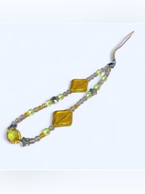 Mobile phone strap Beaded in Vibrate Yellow